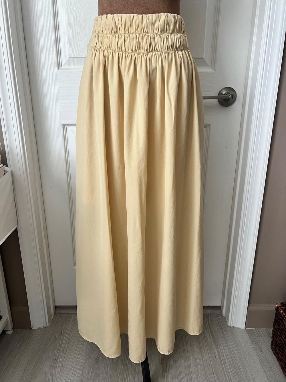 Smocked Waist Maxi Skirt in Yellow